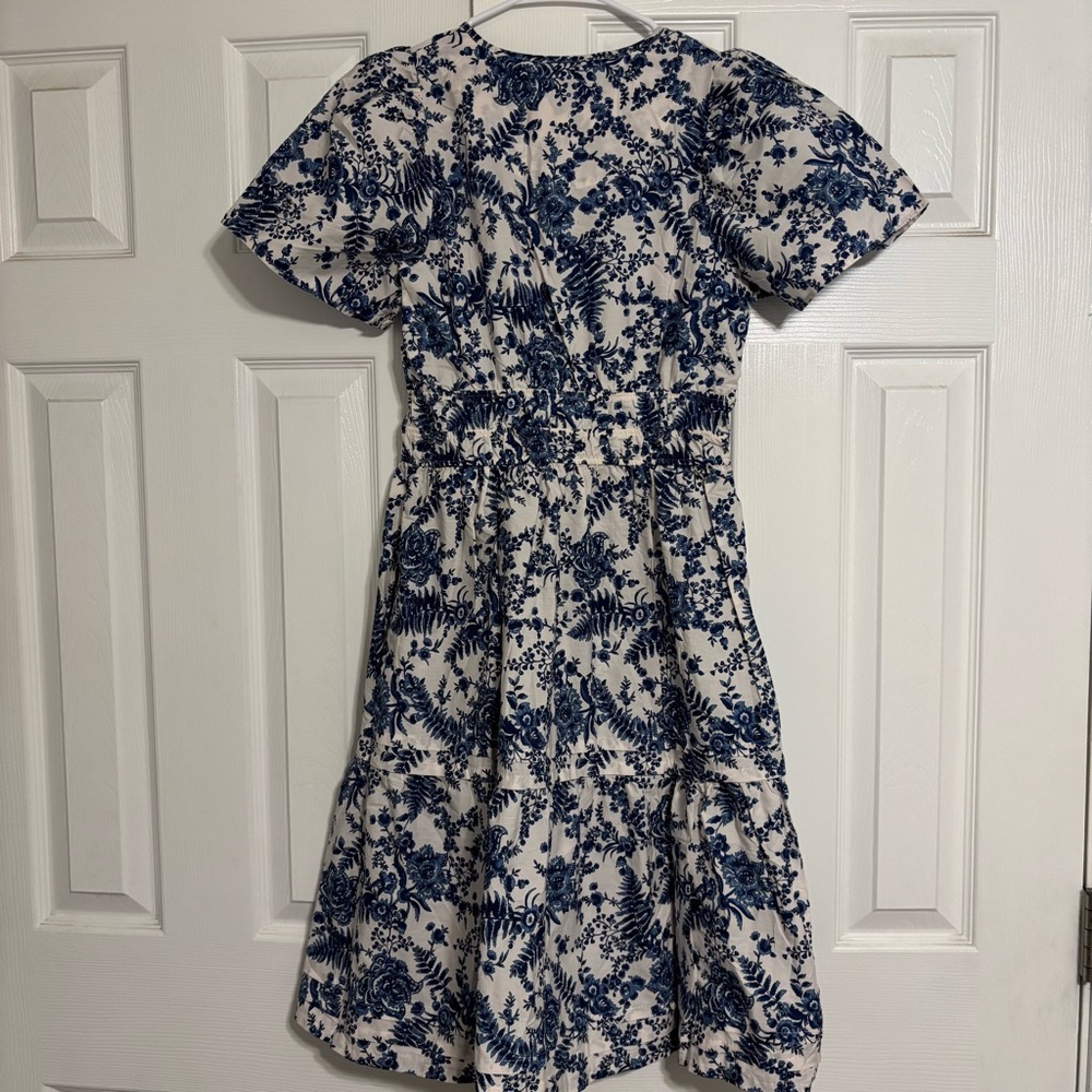 Anthropologie The Somerset Midi Dress Blue & White Floral - Picture 3 of 7